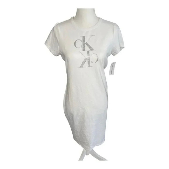 NEW Calvin Klein Women's Small Logo T-Shirt‎ Dress Swim Cover-Up NWT - Picture 1 of 4